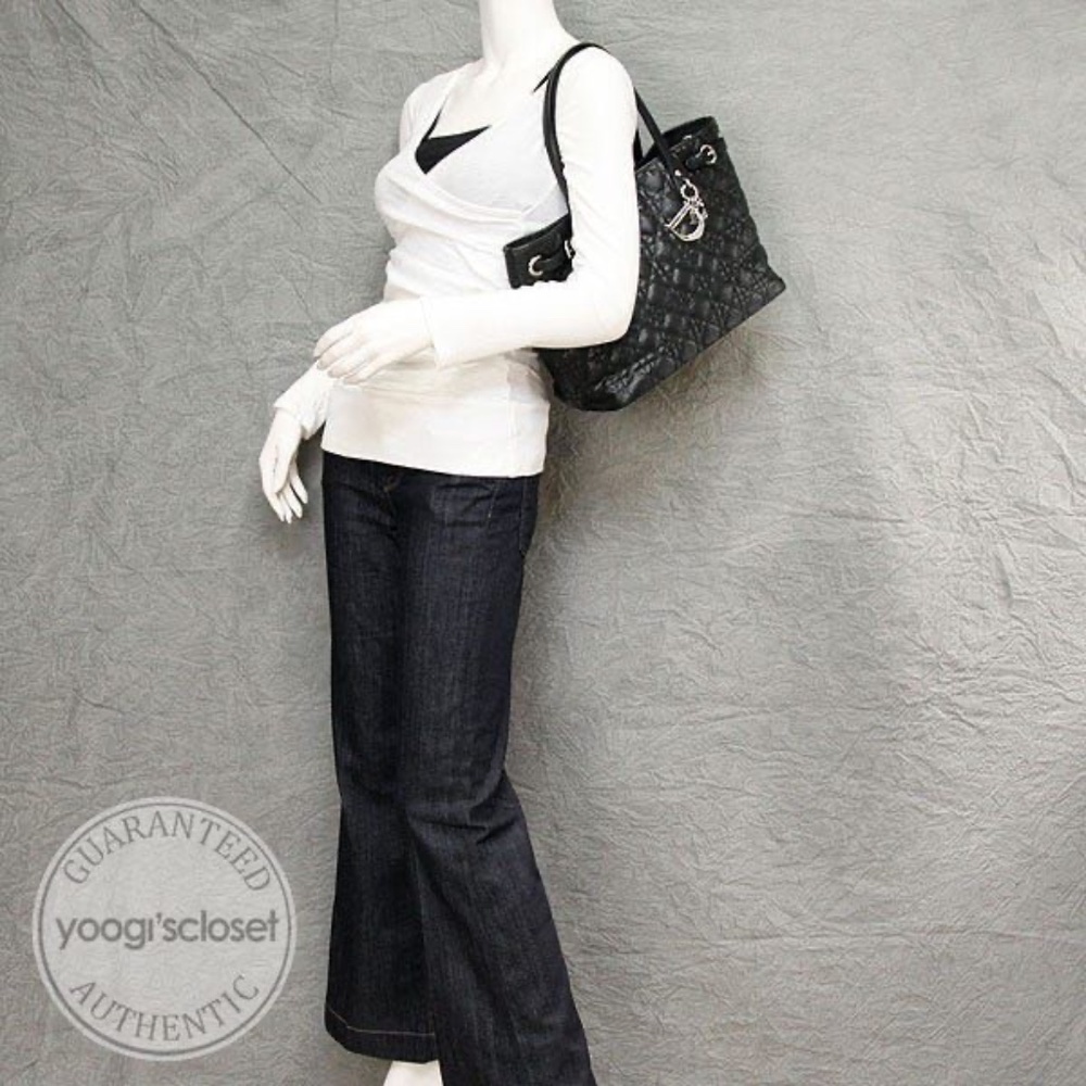 Authentic CHRISTIAN DIOR Cannage Panarea Tote Bag Black - Picture 5 of 13
